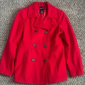 George Women's Vibrant Red Pea Coat